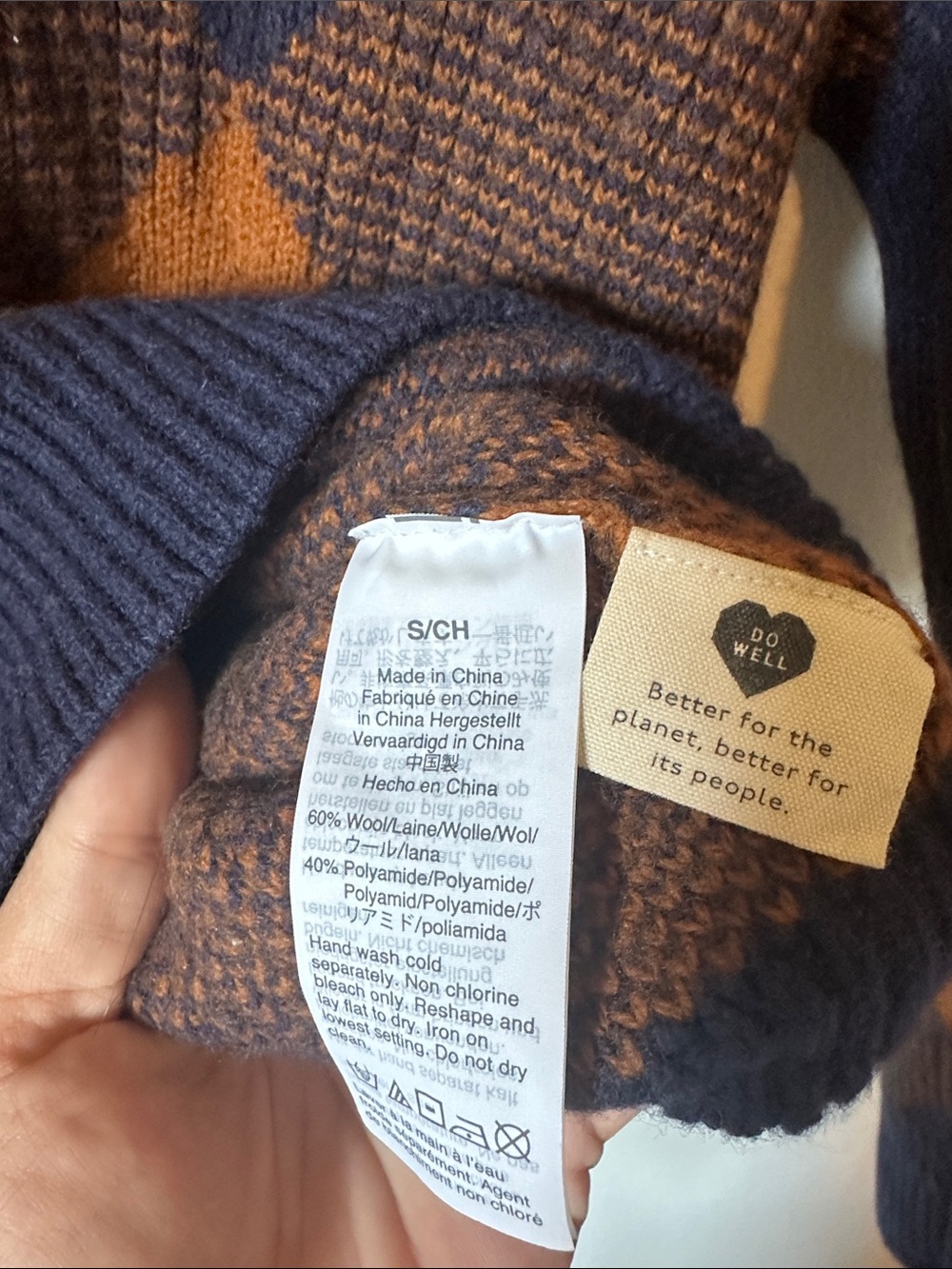 Madewell Wool Blend Argyle Knit Sweater Size S Academia Preppy Retro 90s Cozy - Picture 5 of 6